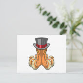Octopus als Gentleman mit Top-Hut Postkarte (Stehend Vorderseite)