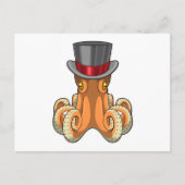 Octopus als Gentleman mit Top-Hut Postkarte (Vorderseite)