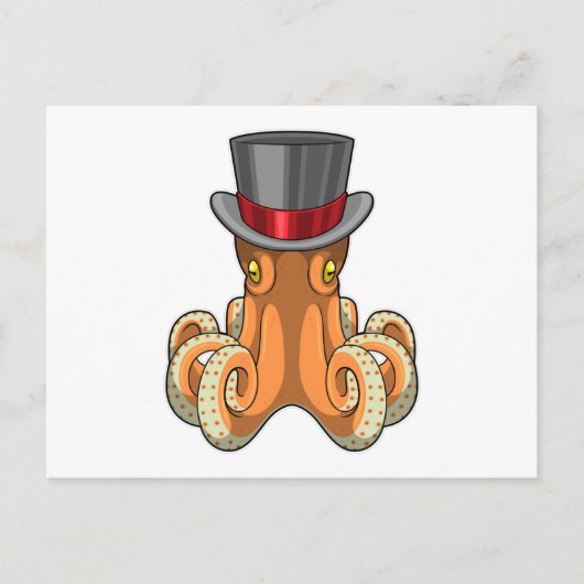 Octopus als Gentleman mit Top-Hut Postkarte (Vorderseite)