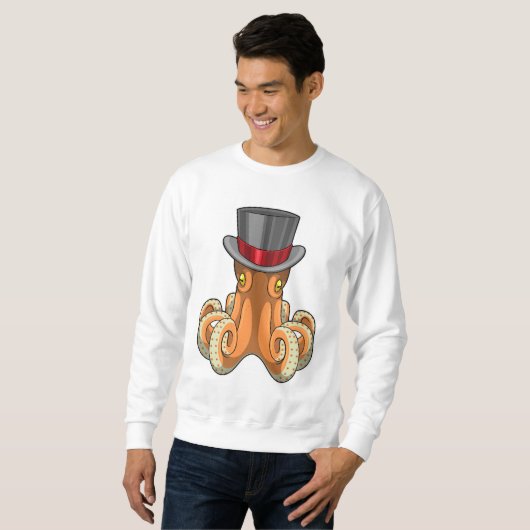 Octopus als Gentleman mit Top-Hut Sweatshirt (Vorne ganz)