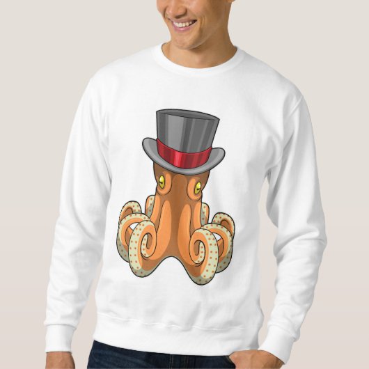 Octopus als Gentleman mit Top-Hut Sweatshirt (Vorderseite)