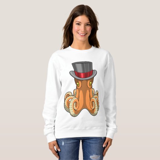 Octopus als Gentleman mit Top-Hut Sweatshirt (Vorne ganz)