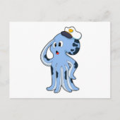 Octopus als Kapitän mit Cap Postkarte (Vorderseite)