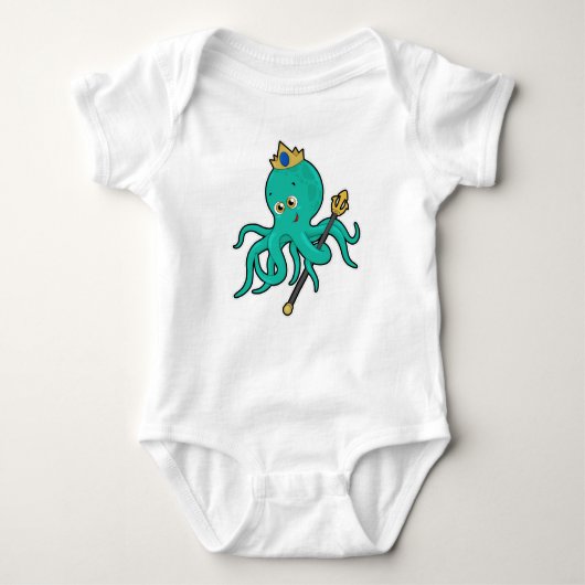Octopus als König mit Dreifach Baby Strampler (Vorderseite)