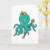 Octopus als König mit Dreifach Karte (Gelbe Blume)