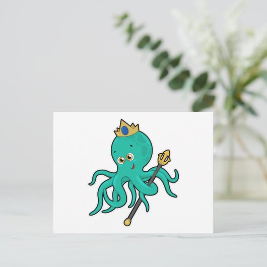 Octopus als König mit Dreifach Postkarte (Stehend Vorderseite)