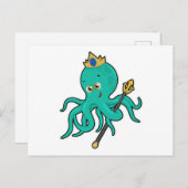 Octopus als König mit Dreifach Postkarte (Vorne/Hinten)