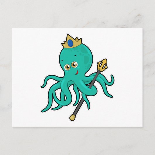 Octopus als König mit Dreifach Postkarte (Vorderseite)