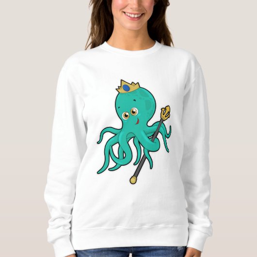 Octopus als König mit Dreifach Sweatshirt (Vorderseite)