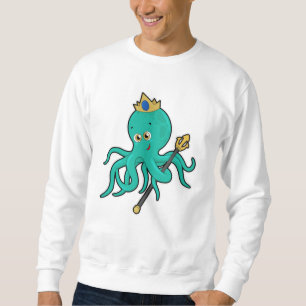 Octopus als König mit Dreifach Sweatshirt