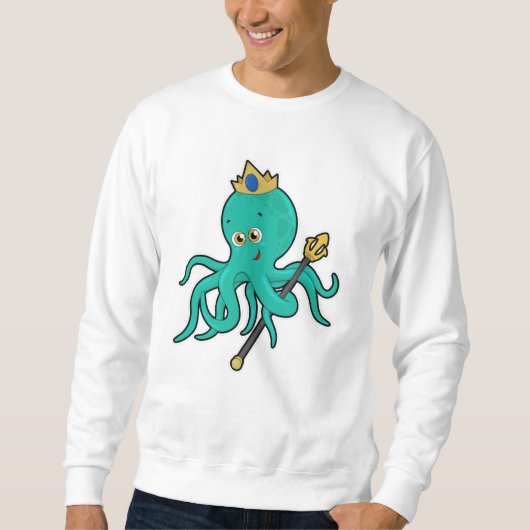Octopus als König mit Dreifach Sweatshirt (Vorderseite)