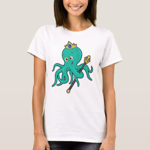 Octopus als König mit Dreifach T-Shirt