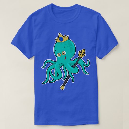 Octopus als König mit Dreifach T-Shirt (Design vorne)