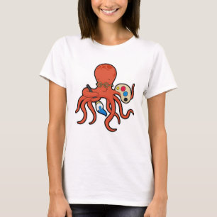 Octopus als Maler mit Pinsel und Pinsel T-Shirt