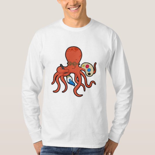Octopus als Maler mit Pinsel und Pinsel T-Shirt (Vorderseite)
