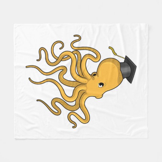 Octopus als Student mit Diplom Fleecedecke (Vorderseite (Horizontal))