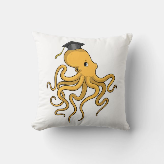 Octopus als Student mit Diplom Kissen (Vorderseite)