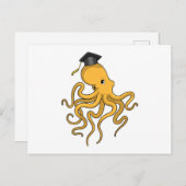Octopus als Student mit Diplom Postkarte (Vorne/Hinten)