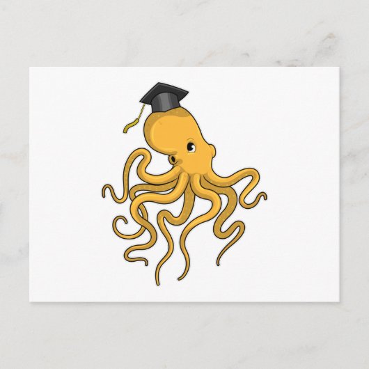 Octopus als Student mit Diplom Postkarte (Vorderseite)