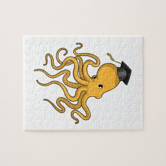 Octopus als Student mit Diplom Puzzle (Horizontal)