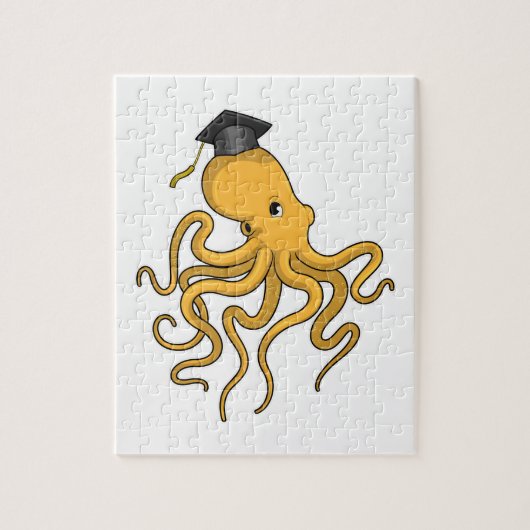 Octopus als Student mit Diplom Puzzle (Vertikal)