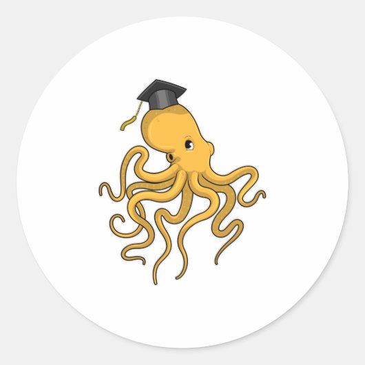 Octopus als Student mit Diplom Runder Aufkleber (Vorderseite)