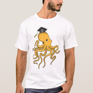 Octopus als Student mit Diplom T-Shirt