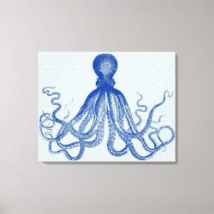 Octopus Anchors Lord Bodner Blue Vintag Triptych Leinwanddruck
