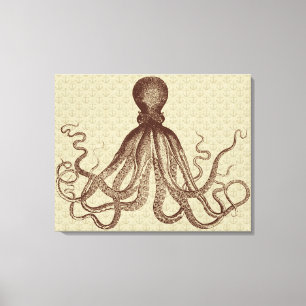 Octopus Anchors Lord Bodner Triptych Vintag Brown Leinwanddruck
