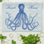 Octopus Anchors Vintag Blue Personalisiert Beach Geschirrtuch (Gefaltet)
