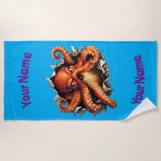 Octopus Angriff Strandtuch (Vorderseite)