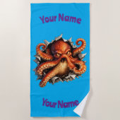 Octopus Angriff Strandtuch (Vorderseite)