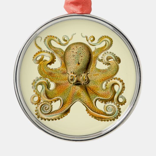 Octopus antike Illustration Seeungeheuer Ornament Aus Metall (Vorne)