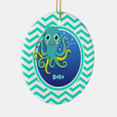 Octopus; Aqua Green Zickzack Keramikornament (Rechts)