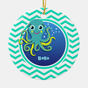 Octopus; Aqua Green Zickzack Keramikornament