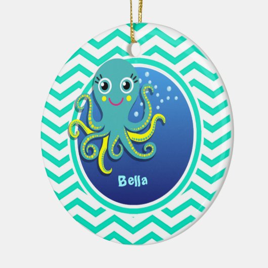 Octopus; Aqua Green Zickzack Keramikornament (Links)