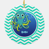 Octopus; Aqua Green Zickzack Keramikornament (Hinten)