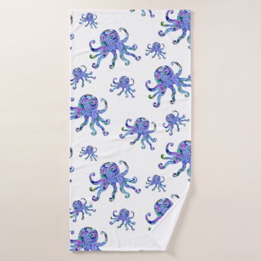 Octopus Aqua Mosaic Sea Life Seamless Muster Badehandtuch (Badehandtuch)
