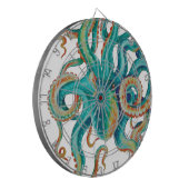 Octopus Aquamarin Wasserfarbe Tentakeln Wasserfarb Dartscheibe (Vorderseite Links)