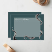 Octopus Aquamarine Note Card Mitteilungskarte (Vorderseite/Rückseite Beispiel)