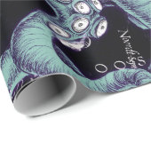 Octopus Aquamarine Vintage Karte Geschenkpapier (Rolleneckpunkt)