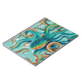 Octopus Aquamarine Vintage Karte Wasserfarbe Notizblock (Linke Seite)
