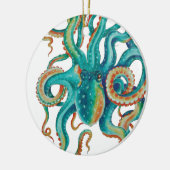 Octopus Aquamarine Wasserfarbe Tentakeln Wasserfar Keramik Ornament (Links)