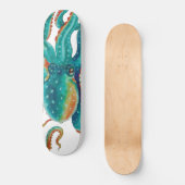 Octopus Aquamarine Wasserfarbe Tentakeln Wasserfar Skateboard (Vorderseite)