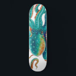 Octopus Aquamarine Wasserfarbe Tentakeln Wasserfar Skateboard<br><div class="desc">Oktopuskunst</div>