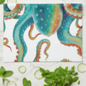 Octopus Aquamarine Wasserfarben Art Geschirrtuch (Gefaltet)