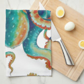 Octopus Aquamarine Wasserfarben Art Geschirrtuch (Viertel Falte)