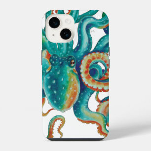 Octopus Aquamarine Wasserfarben Art iPhone 14 Hülle