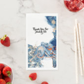 Octopus Aquarell Meeressäuger blau orange chisch Serviette (Beispiel)