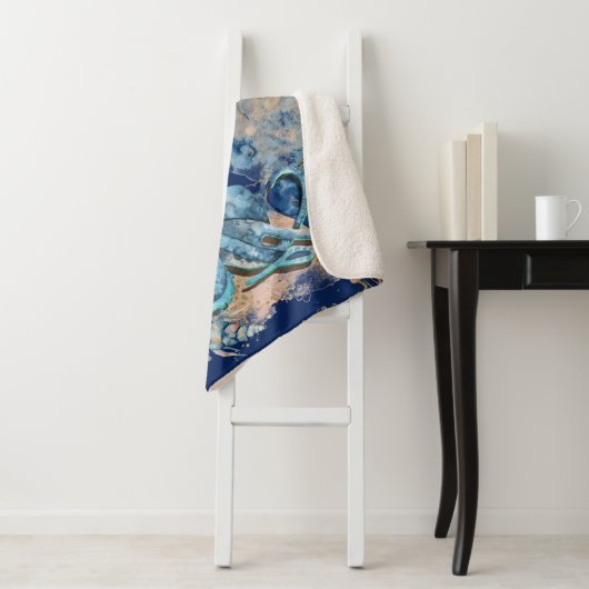 Octopus Aquarell Seefahrt Orangengold Sherpadecke (Beispiel)